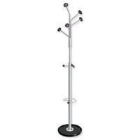 Hat and Coat Stand Style Tubular Steel with Umbrella Holder and 8 Pegs Grey