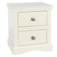 hamptons ivory satin 2 drawer bedside cabinet