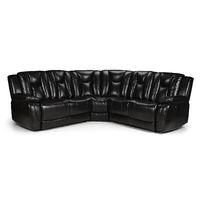 Halifax Manual Leather Reclining Corner Sofa Black