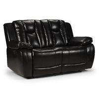 Halifax Manual Leather 2 Seater Reclining Sofa Black