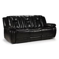 Halifax Manual Leather 3 Seater Reclining Sofa Black