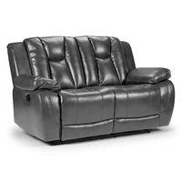 Halifax Manual Leather 2 Seater Reclining Sofa Grey