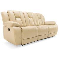 Halifax Manual Leather 3 Seater Reclining Sofa Cream