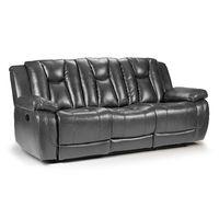 Halifax Manual Leather 3 Seater Reclining Sofa Grey