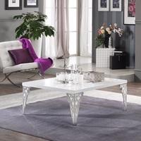 Hazel Coffee Table Square In White High Gloss With Chrome Legs