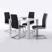 Hanna Dining Table In Frosted Glass With 6 Top Dining Chairs