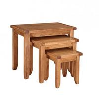 Hailey Solid Oak Finish Nest Of 3 Tables