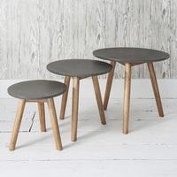 hamilton nest of 3 tables concrete finish with mindy ash legs