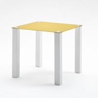 Hanna Dining Table Square In Curry Glass With White Gloss Legs