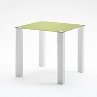 Hanna Square Glass Dining Table In Green And White Gloss Legs