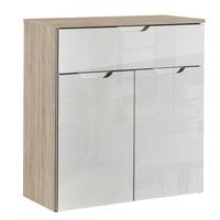 Harold Compact Sideboard In Brushed Oak And White Fronts