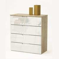 Harold Chest of Drawers In Brushed Oak And White High Gloss