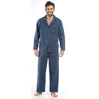 Harvey James Mens 100% Cotton Flannel Striped Pyjama nightwear lounge wear 9740