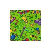 Happy Cartoon Bugs in Lime Fabric