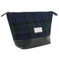 harris tweed black watch tartan wash bag