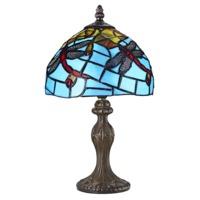 Hand Crafted Blue Stained Glass Dragonfly Tiffany Lamp