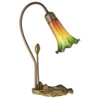 hand crafted green and amber glass lily tiffany table lamp