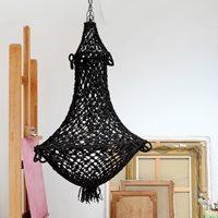 HAND KNOTTED MACRAME CHANDELIER in Black