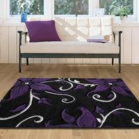 Havana Blossom Black and Purple Contemporary Rugs 180 cm x 270 cm (5\'11\