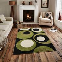 Havana Black Lime Green Carved Area Mat - 915-BlackGreen Havana 150 cm x 220 cm (4\'11\