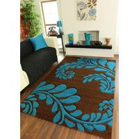 havana coffee brown turquoise flowery rug 916 brownteal havana 70 cm x ...