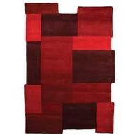 hand carved wool abstract blocks rug