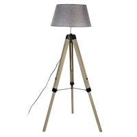 Harper Grey Wood Tripod Floor Lamp Grey Shade