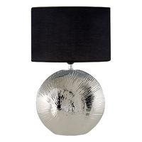 Hattie Table Lamp Ceramic Silver Rib Shell Black Shade