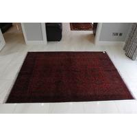 Handmade Afghan Khan Red & Blue Oriental Rug