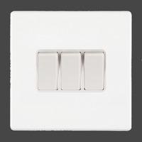 Hartland cfx colours 3 Gang 10A 2 Way Switch Bright White - 7WCR23WHW