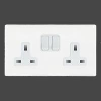 Hartland cfx colours 2 Gang 13A D/P Switched Socket Bright White - 7WCSS2WHW