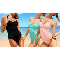 Halter Neck Ruched Slimming Swimsuit - 3 Colours