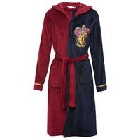 Harry Potter Blue and Burgundy character gryffindor hooded tie front fleece robe - Wine Red