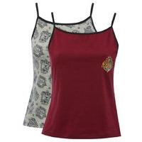 Harry Potter Character Hogwarts House Emblem Print Cami Vest Tops - 2 Pack - Multicolour