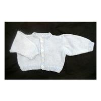 hand knitted 6 9 months pale blue cardigan