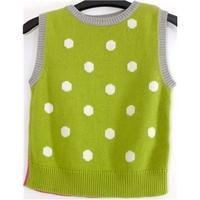 Hartstrings Girls Age 6-7yrs Green/Pink Knitted Sleeveless Jumper With White Polka Dots*