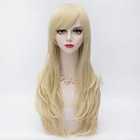 Harajuku Lolita Long Layered Curly Hair With Side Bang Light Blonde Heat-resistant Synthetic Women Wig