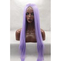 Halloween Fashion Long Purple Wig Straight Hair Heat Resistant Syntehtic Wigs for Cosplay Glueless Lace Front Wig Free Shipping