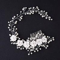 Handmade Headband With Vine Gorgeous Floral Pearl Crystal Hair Comb Bridal Tiara Head Jewelry Wedding Hair Accessories