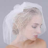 Handmade Wedding Veil Two-tier Blusher Veils Cut Edge Tulle Net