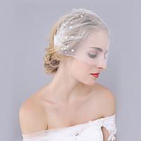 Handmade Wedding Veil One-tier Blusher Veils Cut Edge Tulle Alloy Comb