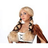 hair wig viking with plaids blond