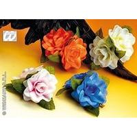 Hairclip 2 Roses 4 Cols Asstd Accessory For Tropical Hawiian Fancy Dress