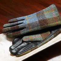 harris tweed leather gloves