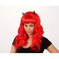 hair wig demon with horns red hair