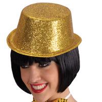 Hat Top Glitter Plastic 10cm Gold