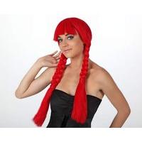 hair wig with fringe long plaids red