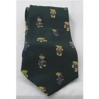 Harrods green bear print silk tie