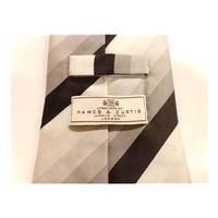 Hawes & Curtis Designer Silk Tie Silver Grey & Black Stripes