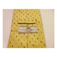 hawes curtis designer silk tie golden yellow with blue detail